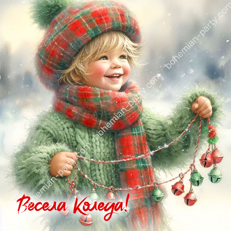коледна-картичка-за-момченце-малко-момченце-с-коледни-камбанки
