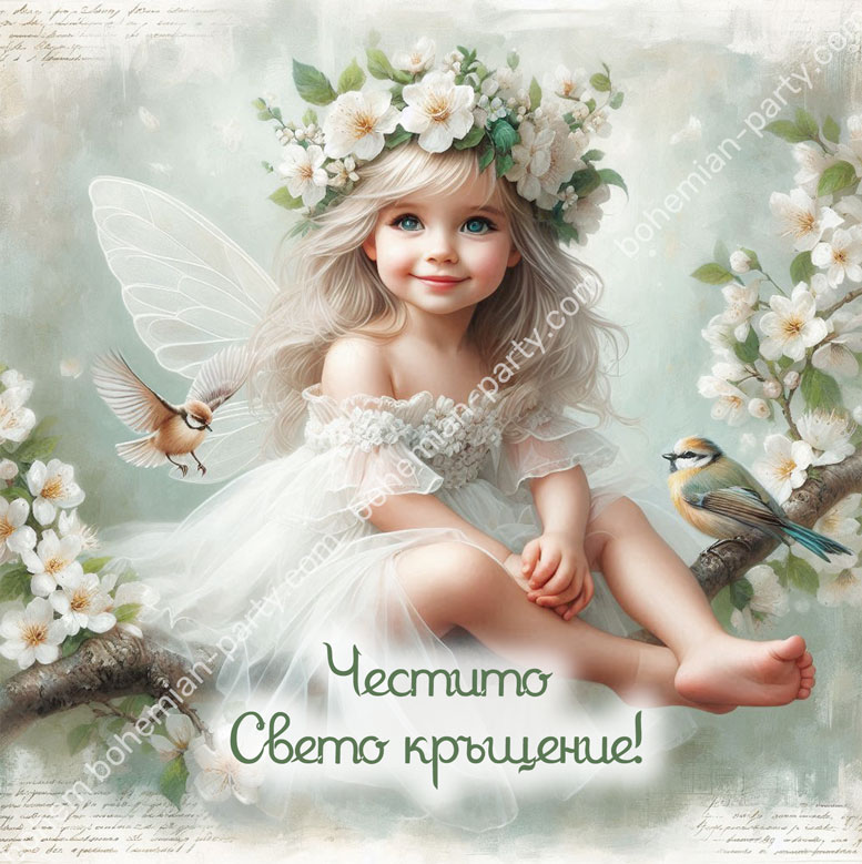чаровно-ангелче-в-бяло-с-бели-цветя-картичка-за-кръщене