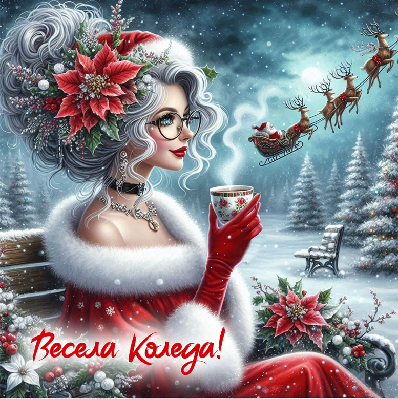 Коледна-картичка-с-мила-Госпожа-Колед
