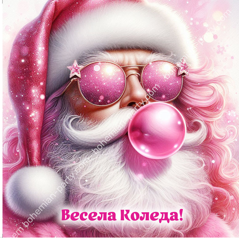розов-дядо-коледа-с-розова-дъвка-забавна-коледна-картичка