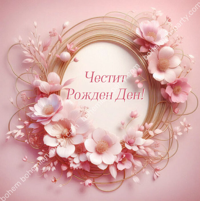 красива-картичка-за-рожден-ден-с-розови-цветя-и-златна-рамка