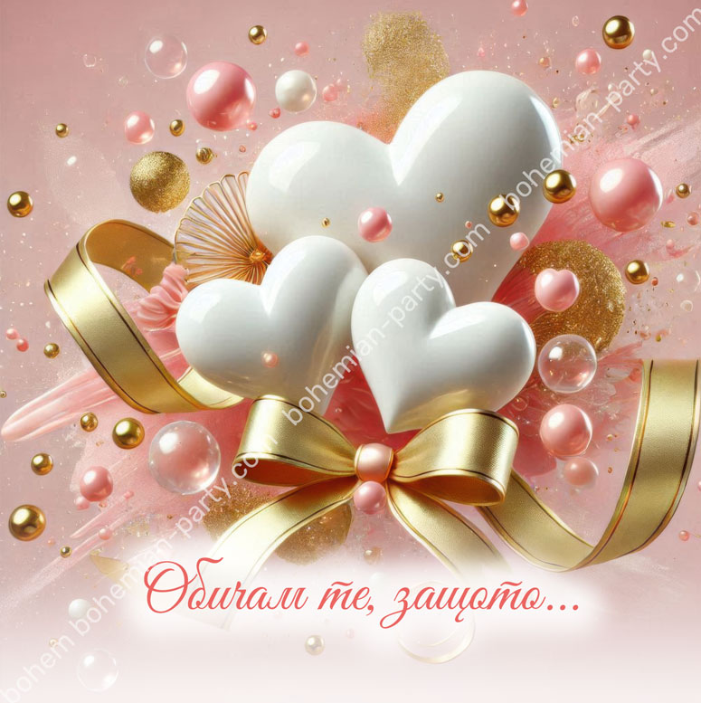 -картичка-за-свети-валентин-с-бели-сърца-и-златна-панделка